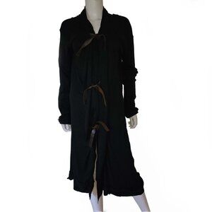 Vintage Katherine Story Cotton Coat Sweater Accented with Leather